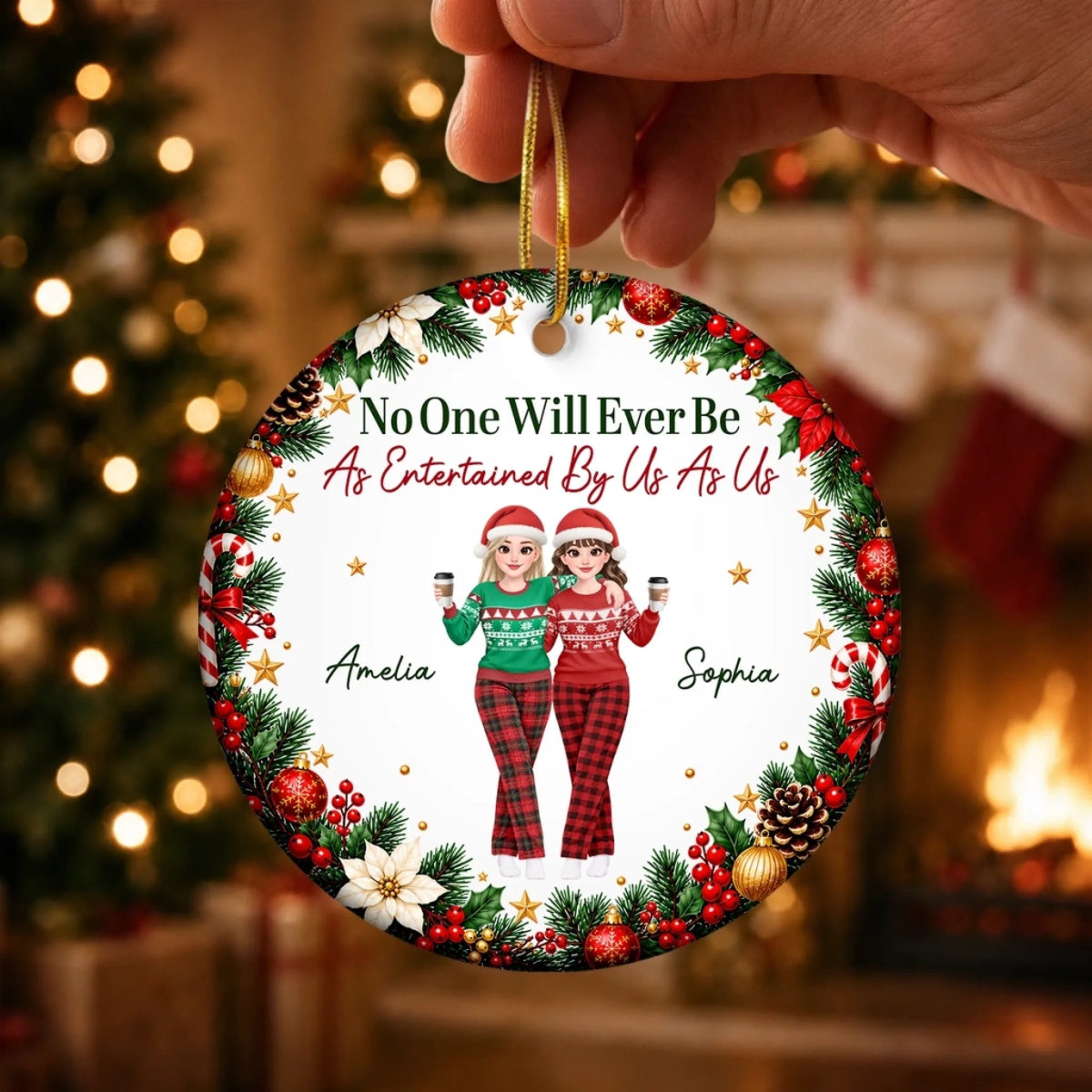 Custom Name Funny Christmas Gifts for Women - Personalized Ceramic Ornament