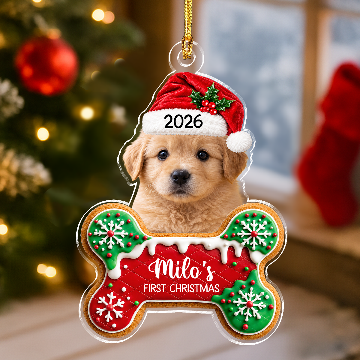 Personalized Dog's First Christmas Photo Acrylic Ornament For Dog Dad Dog Mom CH07 180742