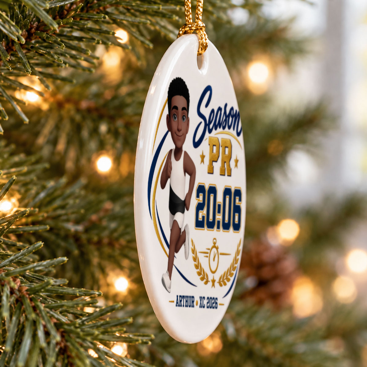Season PR Cross Country Runner - Personalized Ceramic Ornament - XC PR Keepsake For XC Athlete, Gift For Daughter, Gift For Son