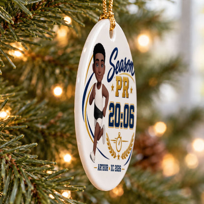 Season PR Cross Country Runner - Personalized Ceramic Ornament - XC PR Keepsake For XC Athlete, Gift For Daughter, Gift For Son