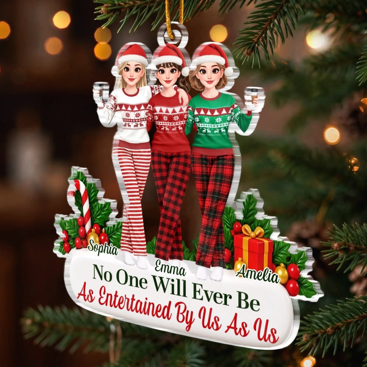 Custom Name Funny Christmas Gifts for Women - Personalized Ornament