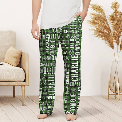 Personalized Name Pajamas Pants - Christmas Gift for Family, Cozy Family Holiday Loungewear HO82 904142