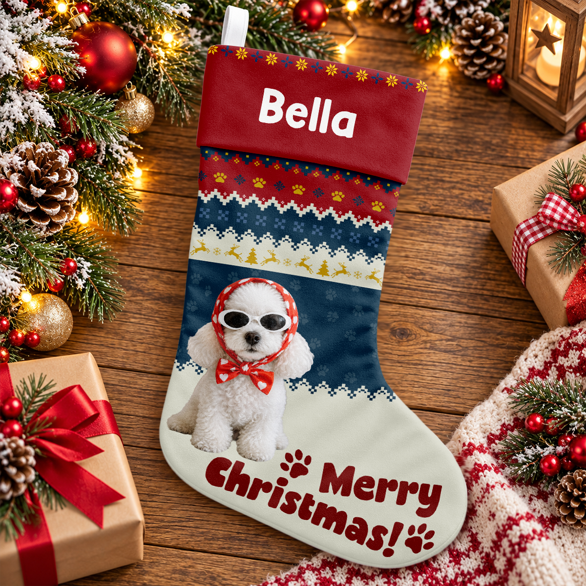 Custom Dog Photo Funny Christmas Stocking HO82 903756