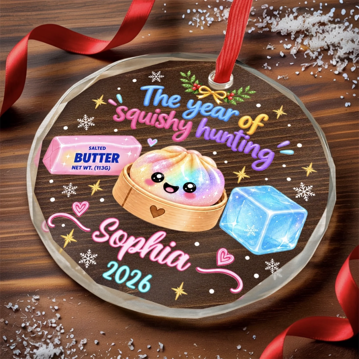 Custom The Year Of Squishy Hunting Christmas Gifts For Kids - Personalized Glass Ornament