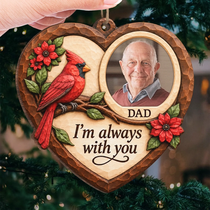 Custom Photo Cardinal Dad Christmas Gifts - Personalized Wooden Ornament