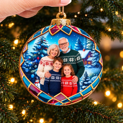 Custom Photo Grandparents And Grandchildren Family Christmas Gifts - Personalized Ornament