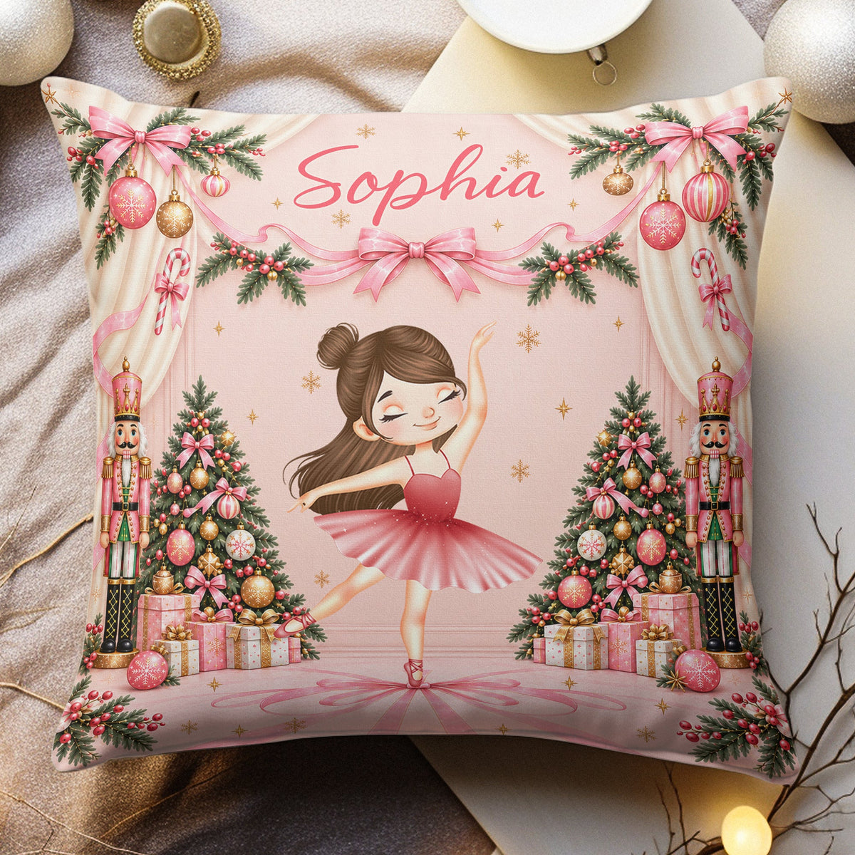 Coquette Bow Ballet Custom Name Gift For Ballet Lover ,Ballerina, Ballet Girl - Personalized Pillow