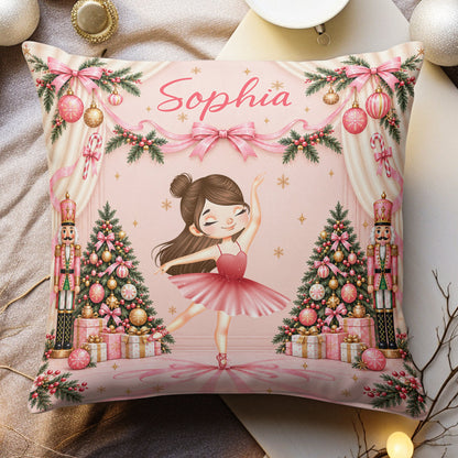 Coquette Bow Ballet Custom Name Gift For Ballet Lover ,Ballerina, Ballet Girl - Personalized Pillow