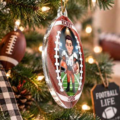Football Boy Girl Design - Personalized Acrylic Ornament - Christmas Gift For Daughter, Son, Grandkids