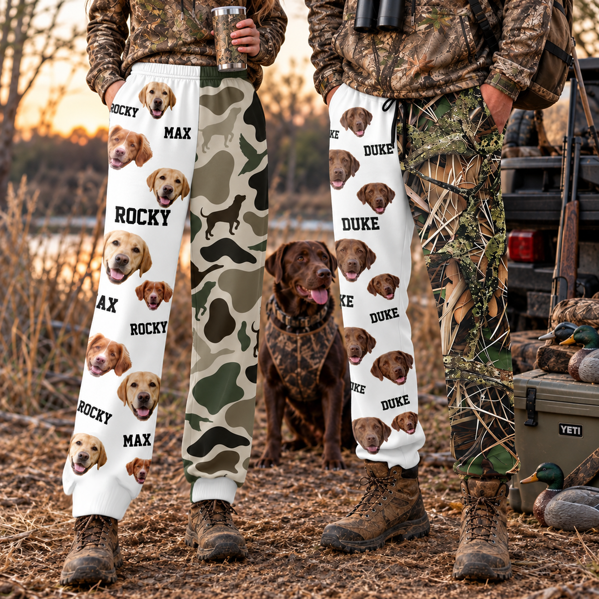 Custom Dog Photo Hunting Sweatpants Dog Lover Gift LM32 670149