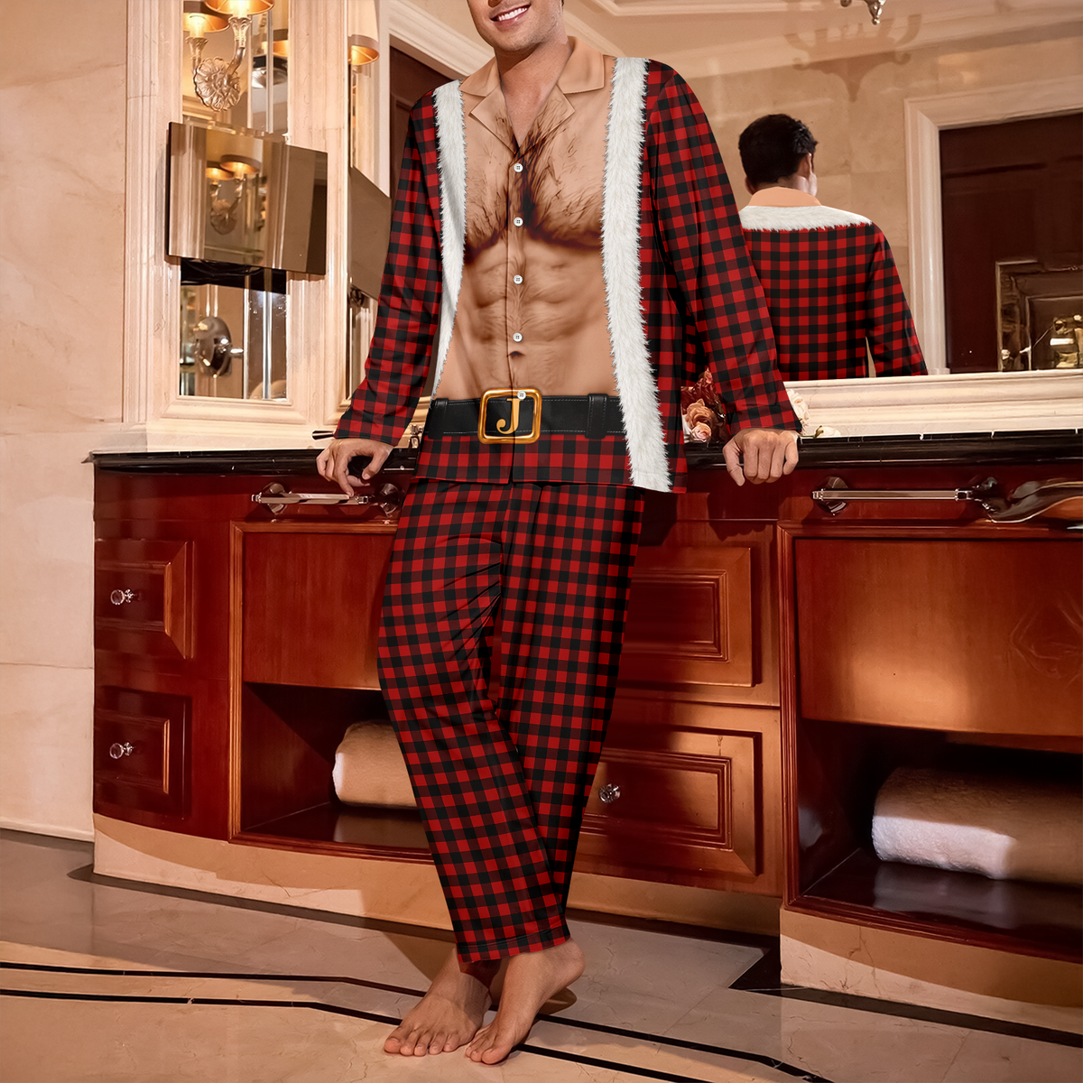 Personalized Funny Hairy Body Christmas Pajamas Gift For Husband, Grandpa HA75 919466