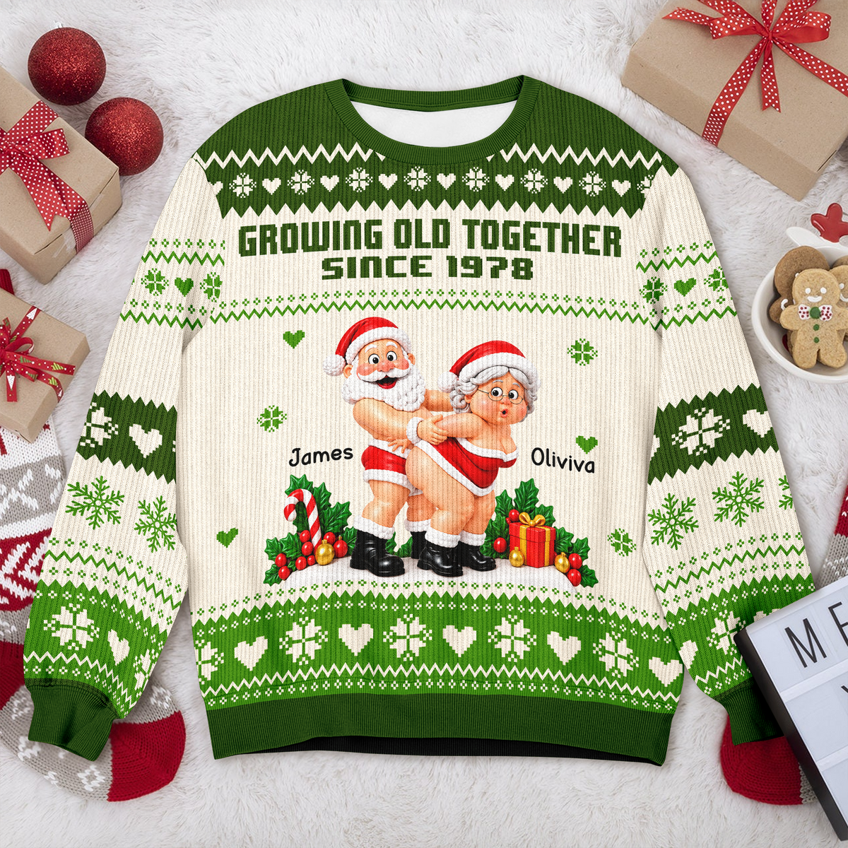 Personalized Growing Old Together Couple Ugly Sweater Christmas Couple Gift HA75 919528