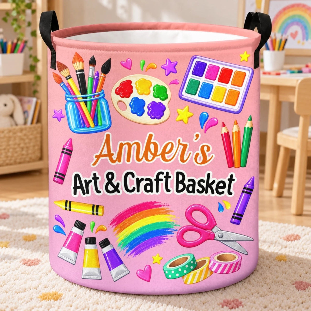 Custom Name Art Studio Gifts For Kids - Personalized Laundry Basket
