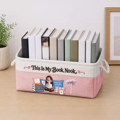 This Is My Book Nook Gift For Book Lover - Personalized Storage Basket