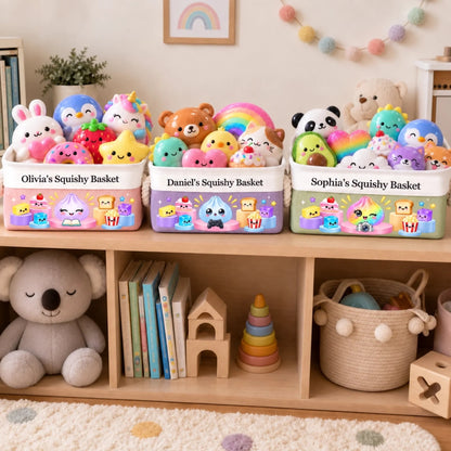 Custom Name Kawaii Squishy Character Gifts for Kids - Personalized Storage Basket