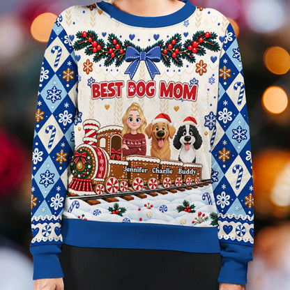 Custom Christmas Sweatshirt for Dog Mom, Dog Lovers • Best Dog Mom - Personalized All-Over-Print Sweatshirt