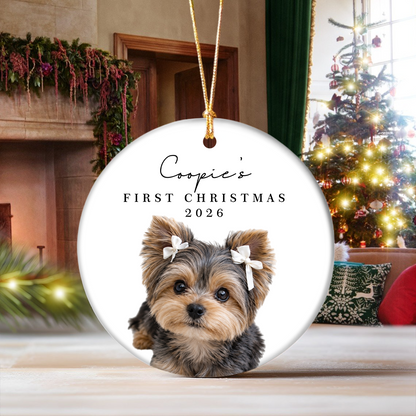 Custom Dog Photo & Name First Christmas Ceramic Ornament HO82 903980