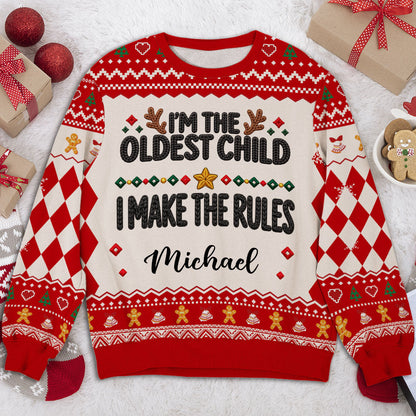 Custom Family Christmas Sweatshirt, Gift for Family Members • Family Rules - Personalized All-Over-Print Sweatshirt