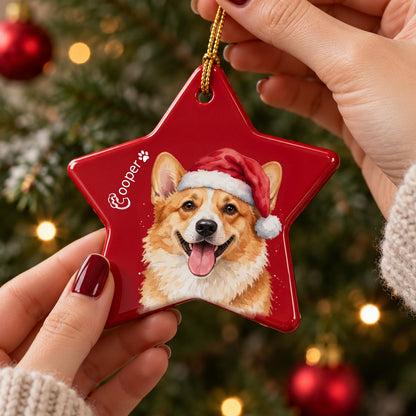 Custom Dog Cat Photo Christmas Ceramic Ornament, Keepsake Gift For Pet Lovers LM32 670369