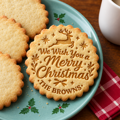 We Wish You a Merry Christmas - Personalized Family Name Christmas Cookie Stamp CH07 181064