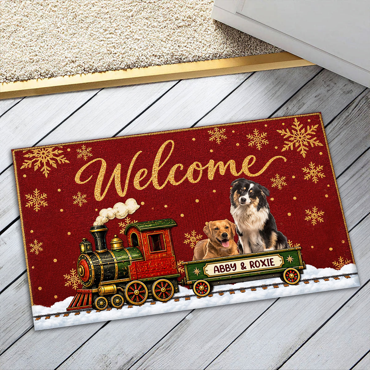Merry Pets Welcome Photo - Personalized Doormat