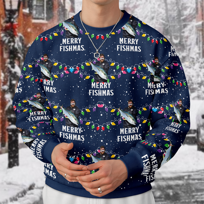 Custom Photo Merry Fishmas Ugly Sweater, Christmas Gift For Family, Fishing Lovers HO82 900636