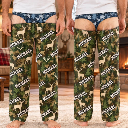 Custom Name Deer Camouflage Gifts for Men - Personalized Pajamas