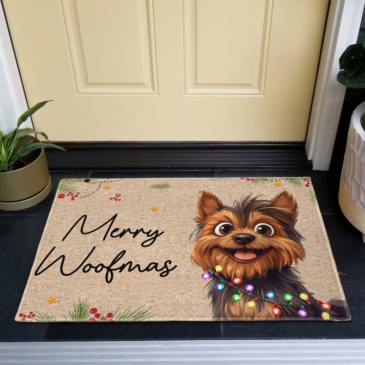 Personalized Pet Christmas Doormat With Custom Photo & Quote, Funny Holiday Welcome Mat