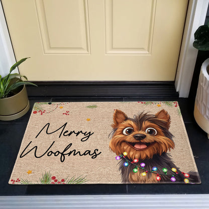 Personalized Pet Christmas Doormat With Custom Photo & Quote, Funny Holiday Welcome Mat