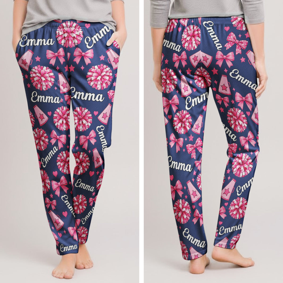 Coquette Bow Cheerleader Custom Name Gift For Cheerleader Girl - Personalized Lounge Pants