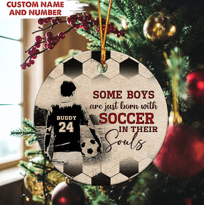 Personalized Soccer Boy & Girl Ornament, Born With Soccer Player Christmas Gift