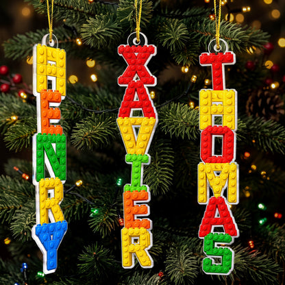 Custom Name In Lego Puzzle - For Kids, Lego Lovers - Personalized Ornament