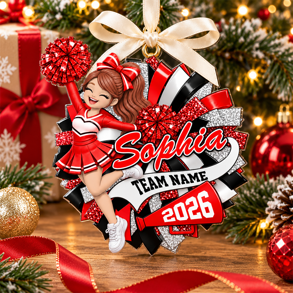 Custom Cheerleader 2D Flat Ornament Cheerleading Christmas, Cheer Team Senior Night Gift L0411