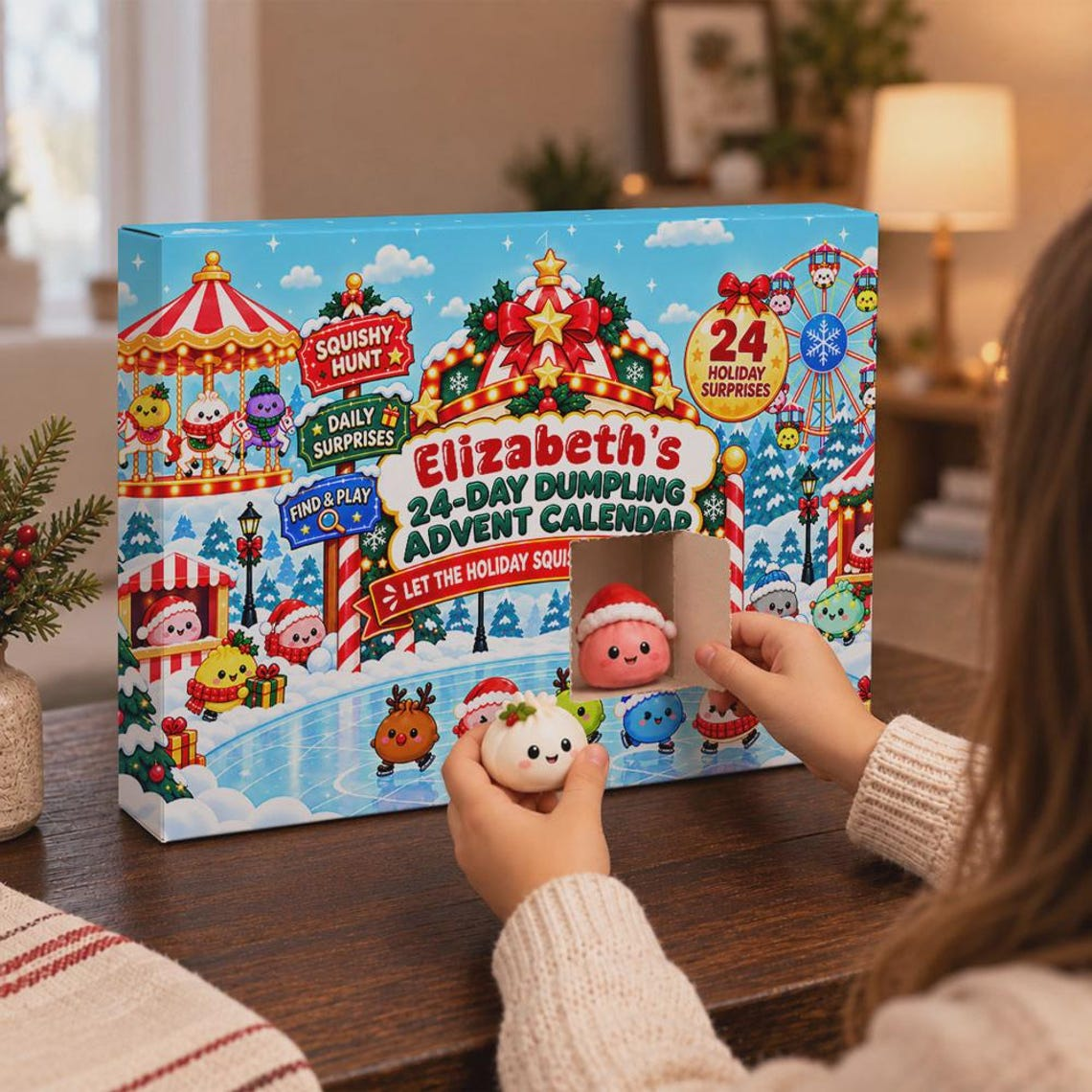 Personalized Custom Name Dumpling Countdown Box Advent Calendar For Christmas TH10 171407