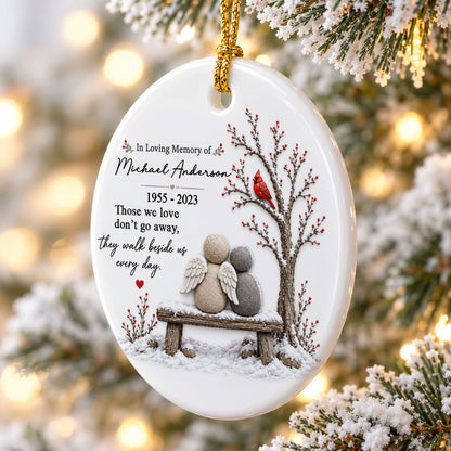 Cardinal Remembrance Gift - Personalized Ceramic Ornament - Custom Name Angel Keepsake, Sympathy Gift