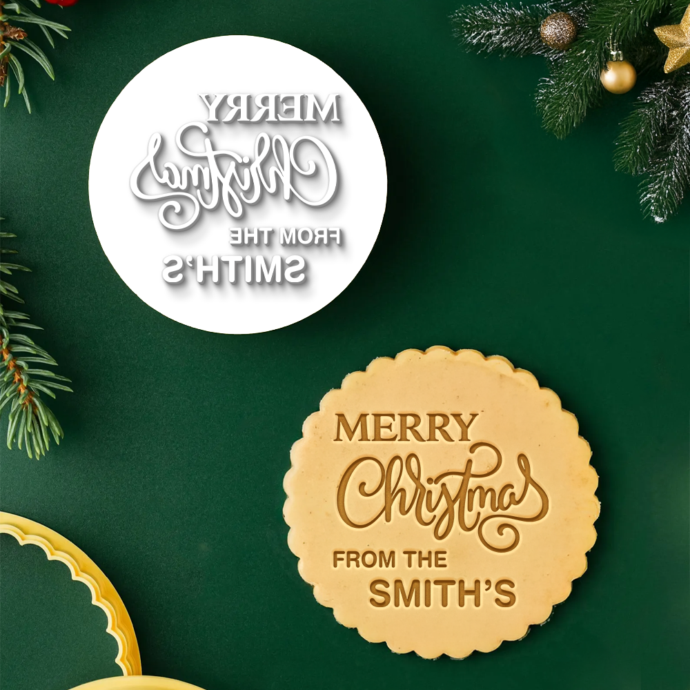 Custom Family Name Cookie Stamp Merry Christmas Baking Gift, Holiday Cookie Decorating Tool HO82 904118