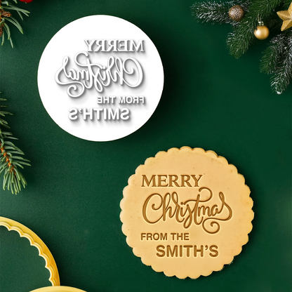 Custom Family Name Cookie Stamp Merry Christmas Baking Gift, Holiday Cookie Decorating Tool HO82 904118