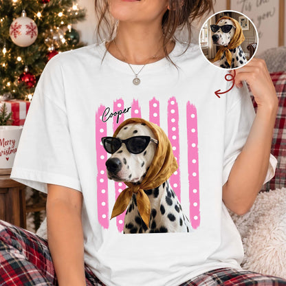Custom Striped Pet Portrait Shirt Gift For Pet Lovers - Personalized Shirt