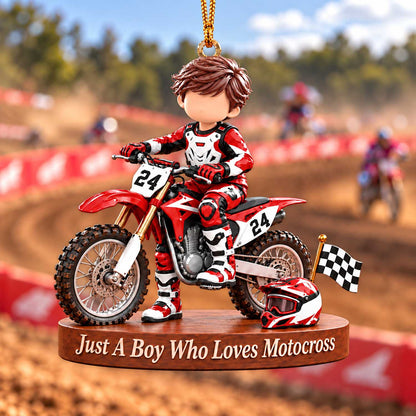 Just A Boy Who Loves Motocross - Personalized Motocross Ornament, Gift For Motocross Racer, Dirt Biker A2110