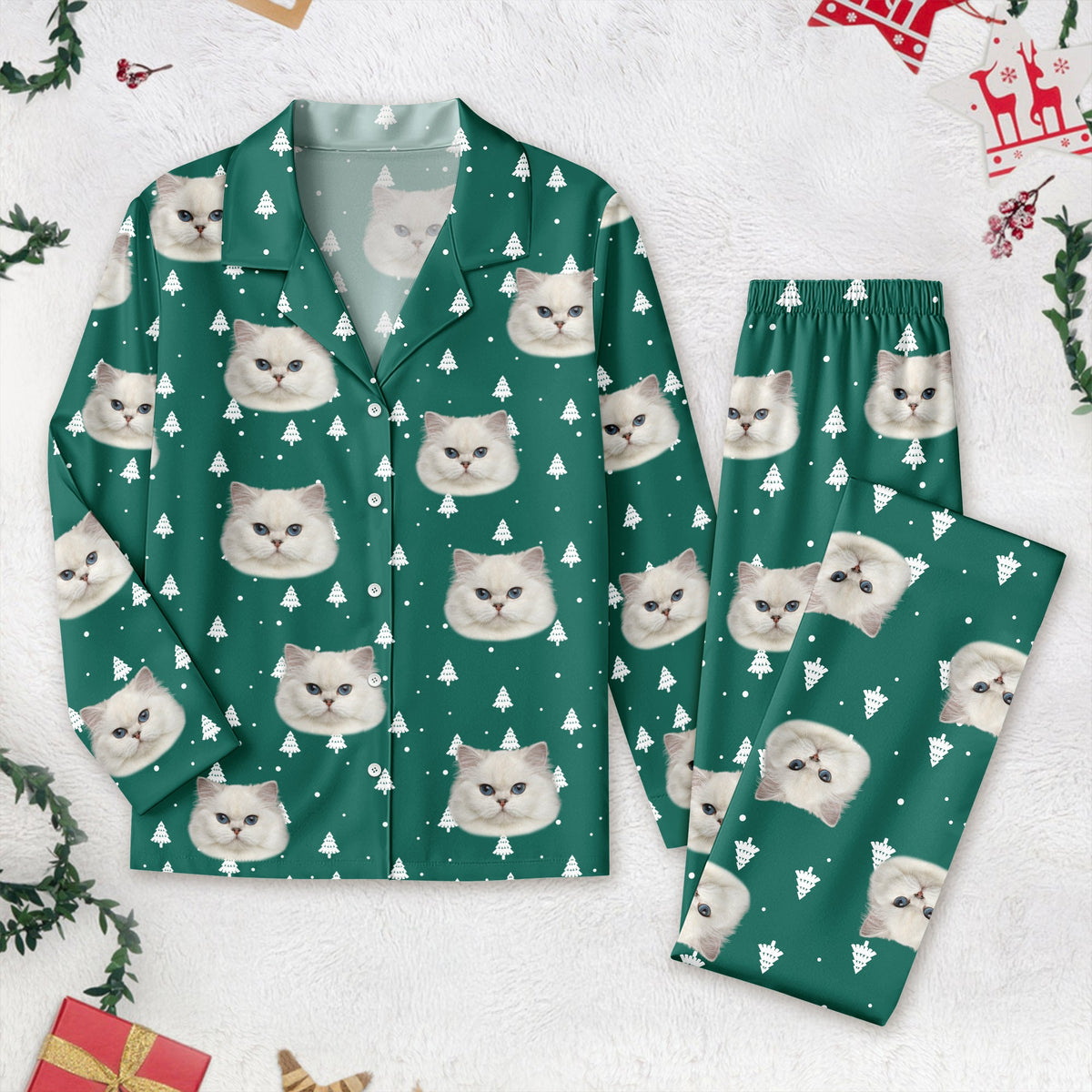 Custom Dog Cat Face Christmas Pajamas, Funny Holiday Outfit For Pet Owners LM32 670109
