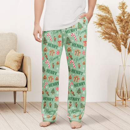 Custom Name Christmas Pattern For Family Members, Siblings, Friends - Personalized Lounge Pants