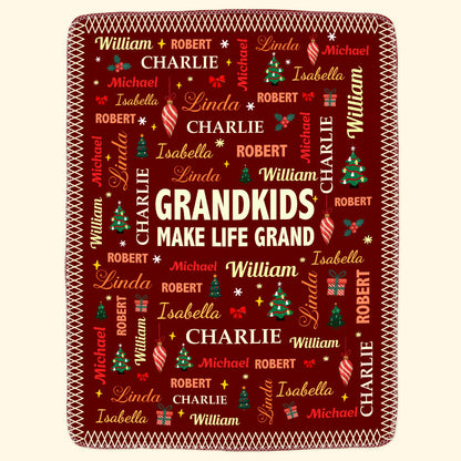 Grandkids Make Life Grand - Customize With Kids Names - Personalized Blanket