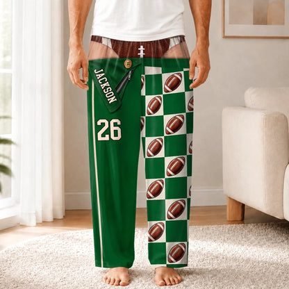 Custom Name and Number Football Gifts for Men - Personalized Pajamas Pants