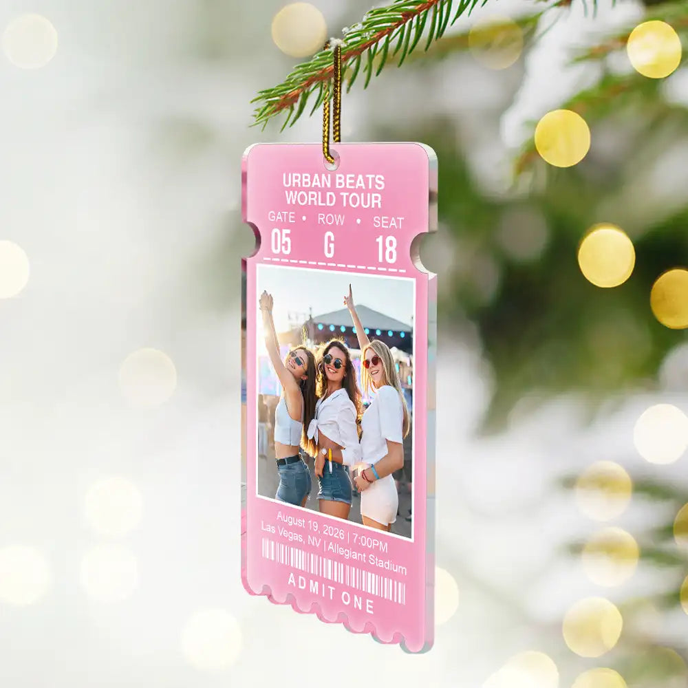 Keepsake For Fans, Music Lovers - Personalized Custom Photo Concert Ticket Acrylic Ornament