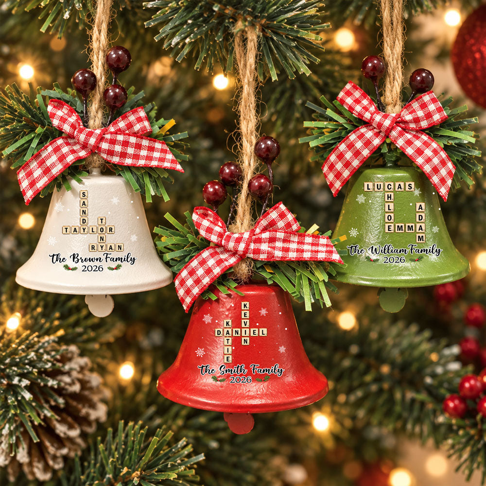 Family Word Puzzle Bell - Personalized Metal Bell Ornament