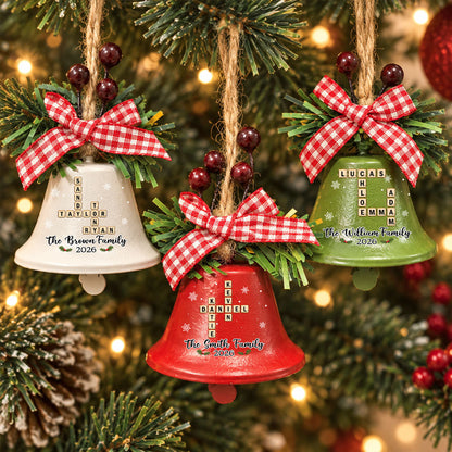 Family Word Puzzle Bell - Personalized Metal Bell Ornament