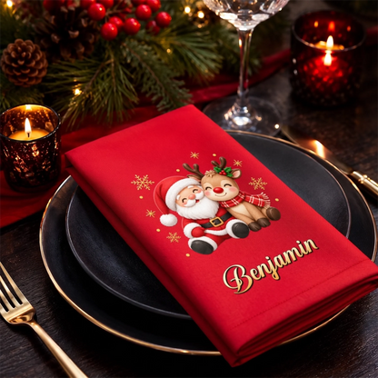 Custom Cotton Napkin - Personalized Christmas Birthday Gifts For Mom, Dad, Brother, Sister - Holiday Hearts Grow Together