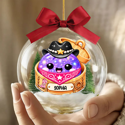 Western Cowgirl Dumpling, Year Of Squishy Hunting - Personalized 3D Acrylic Ball Ornament