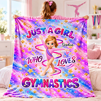 Pretty Gymnastic Girl Custom Name - Personalized Fleece Blanket - Christmas Gift For Gymnast, Daughter, Granddaughter