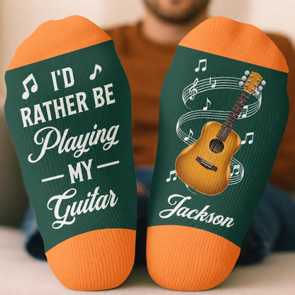 Custom Name Guitar Gifts for Musicians - Personalized Crew Socks
